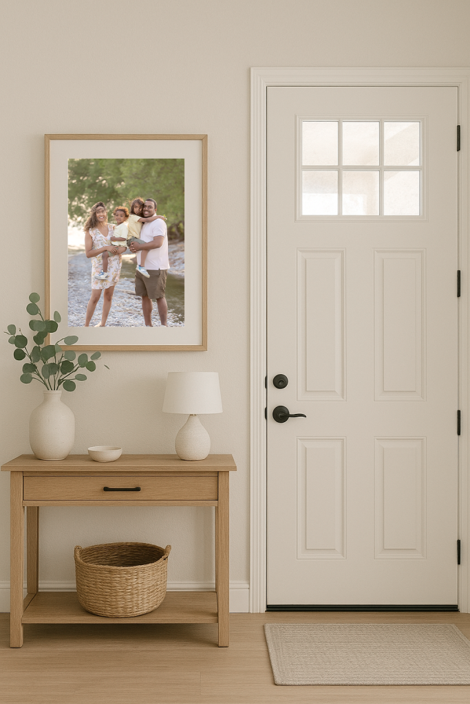 family photo at front entrance