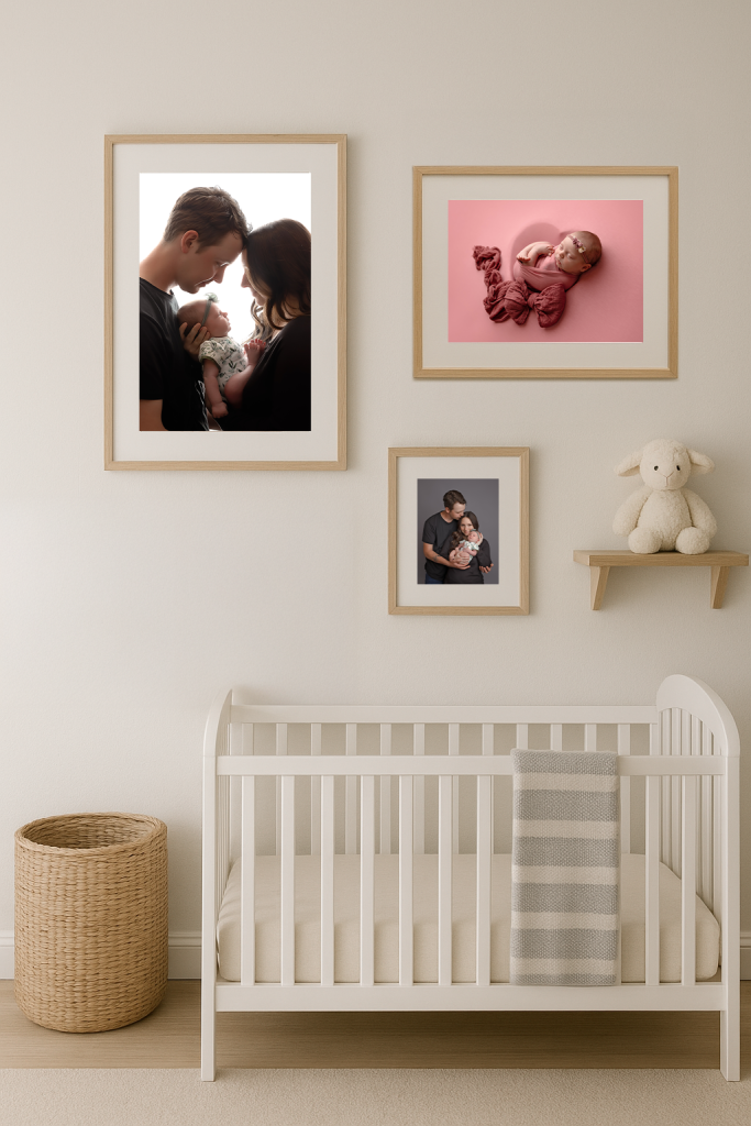 family newborn photos in nursery