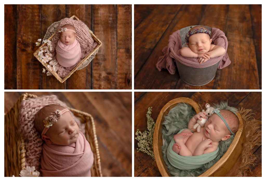 baby girl in prop in studio